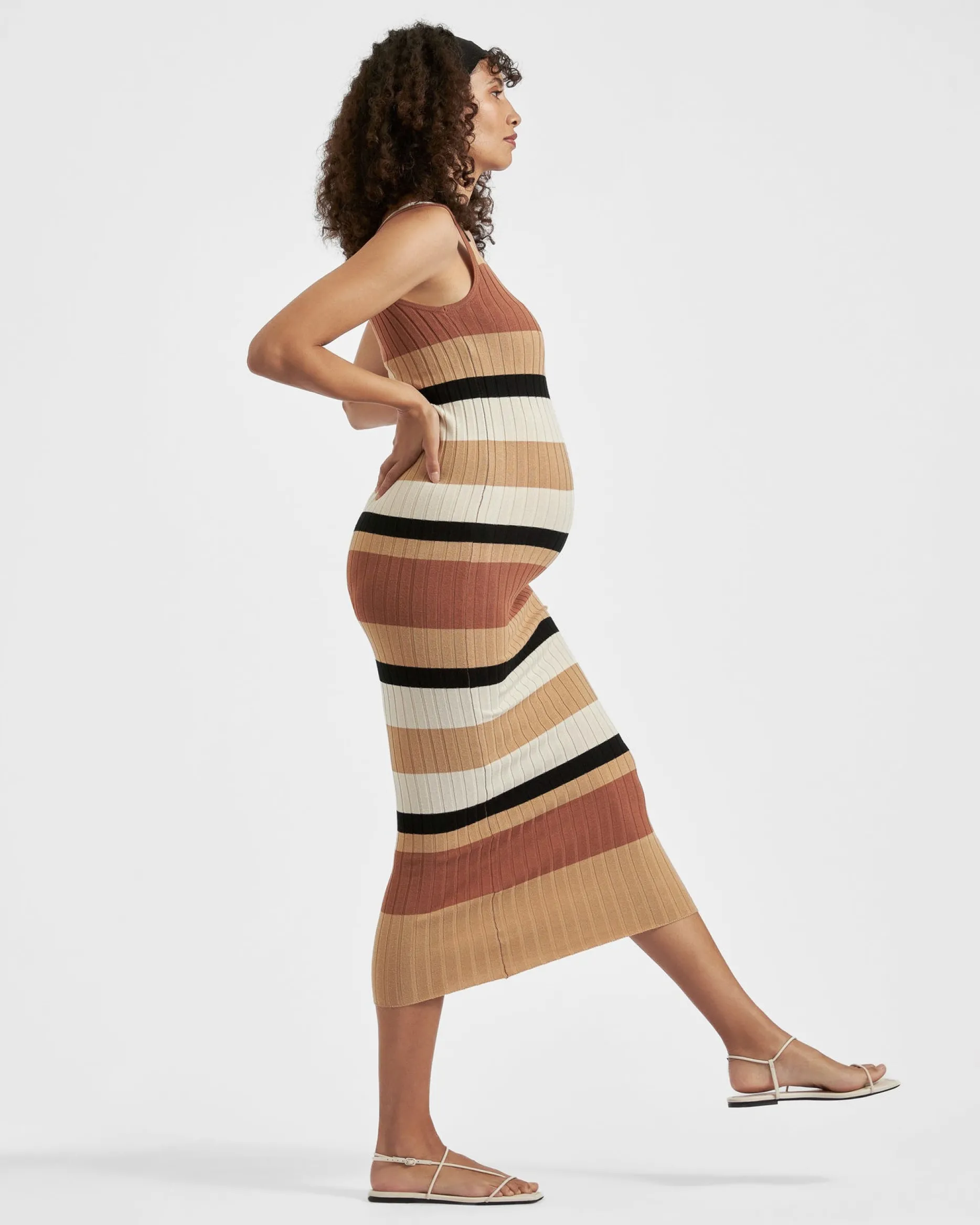 Ripe Maternity Sarah Stripe Knit Midi Dress