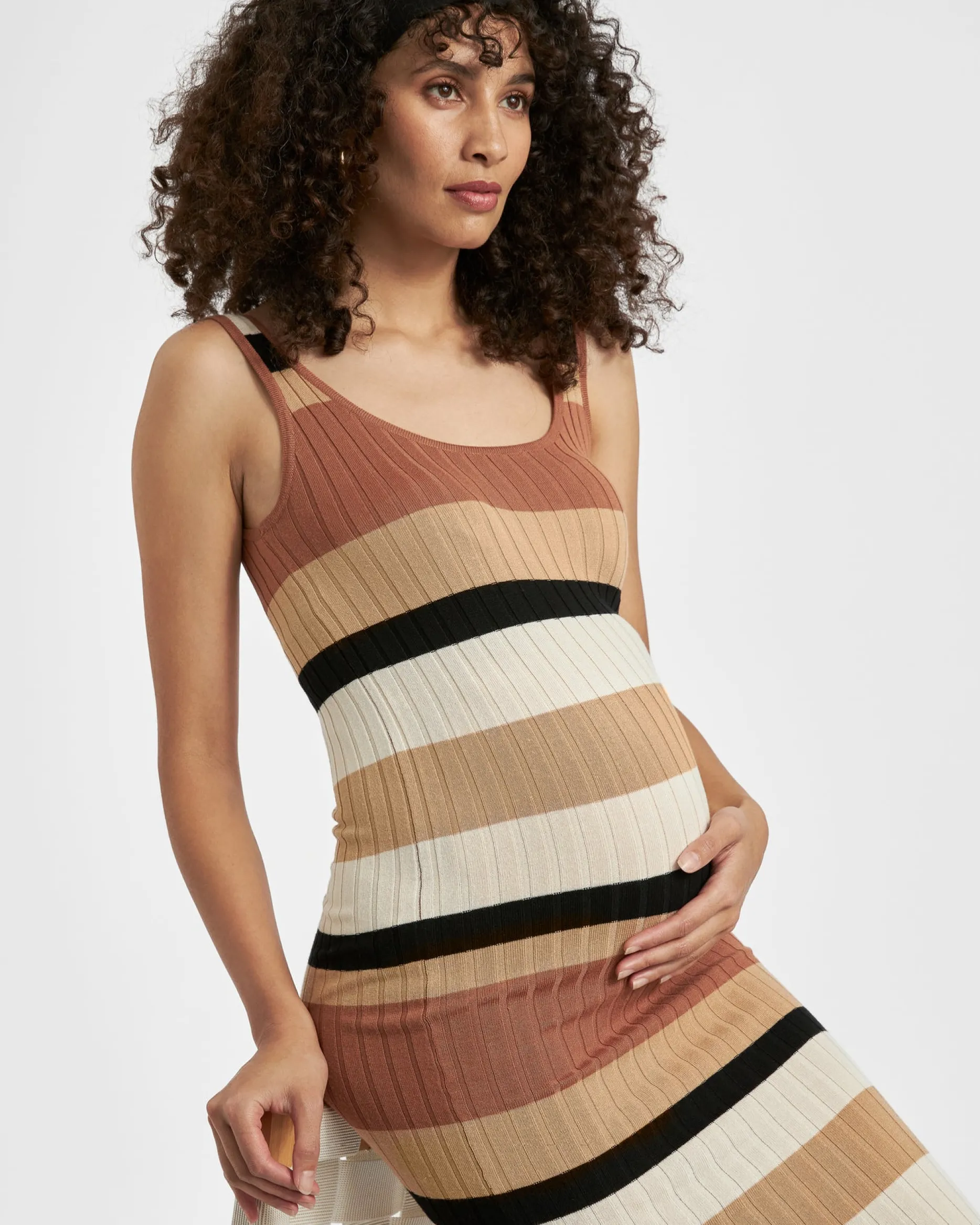 Ripe Maternity Sarah Stripe Knit Midi Dress