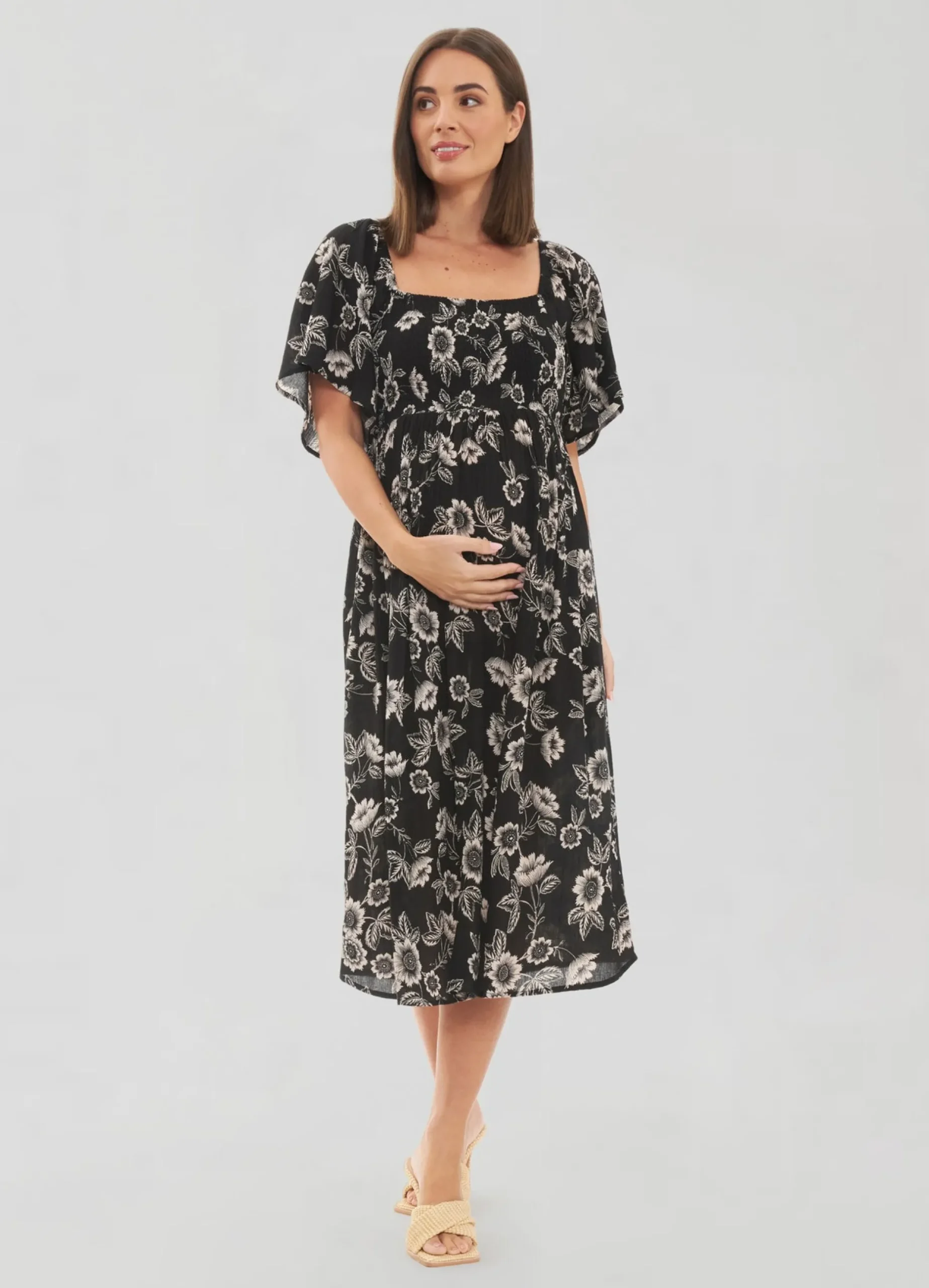 Ripe Maternity Trina Shirred Midi Dress