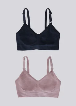 Seamless Nursing + Pumping Bra 2-Pack Bundle Black Mauve