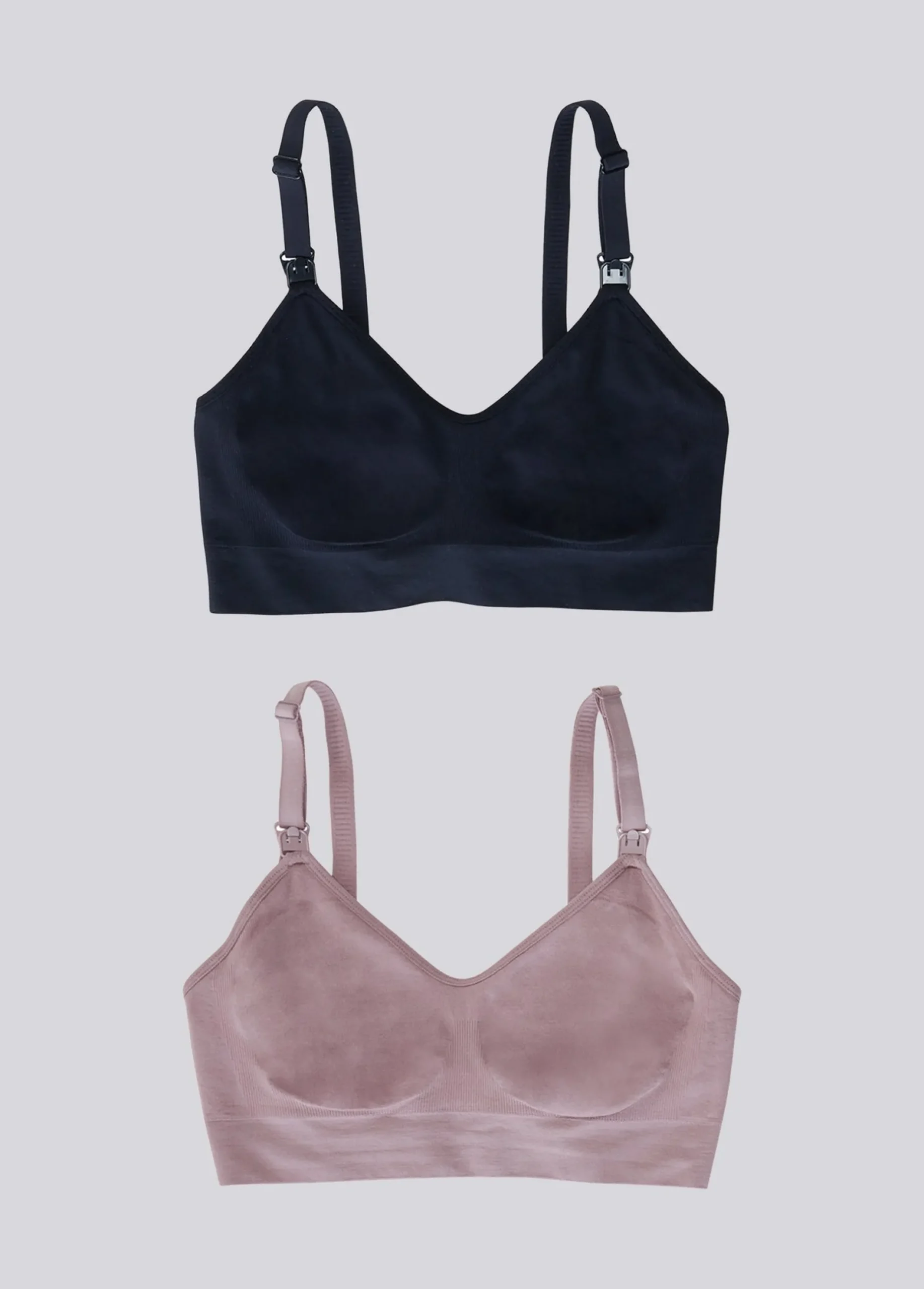 Seamless Nursing + Pumping Bra 2-Pack Bundle Black Mauve