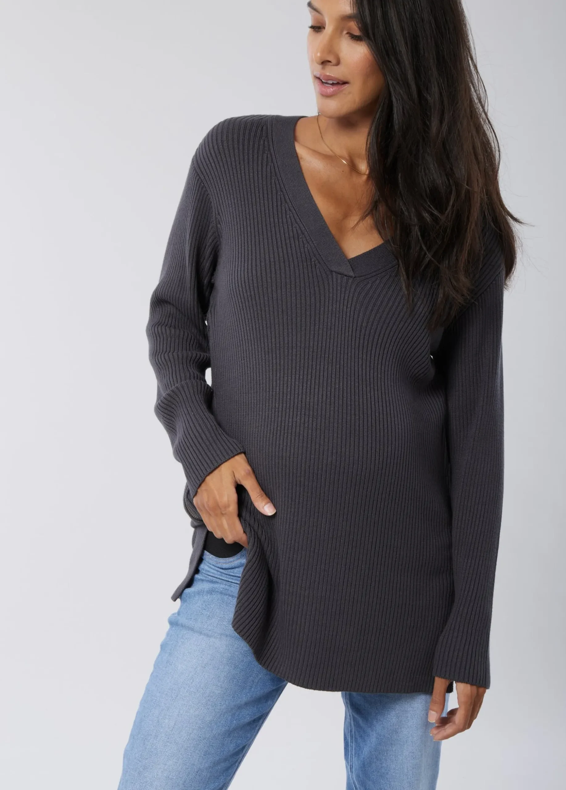 Side Zip Maternity + Nursing Sweater