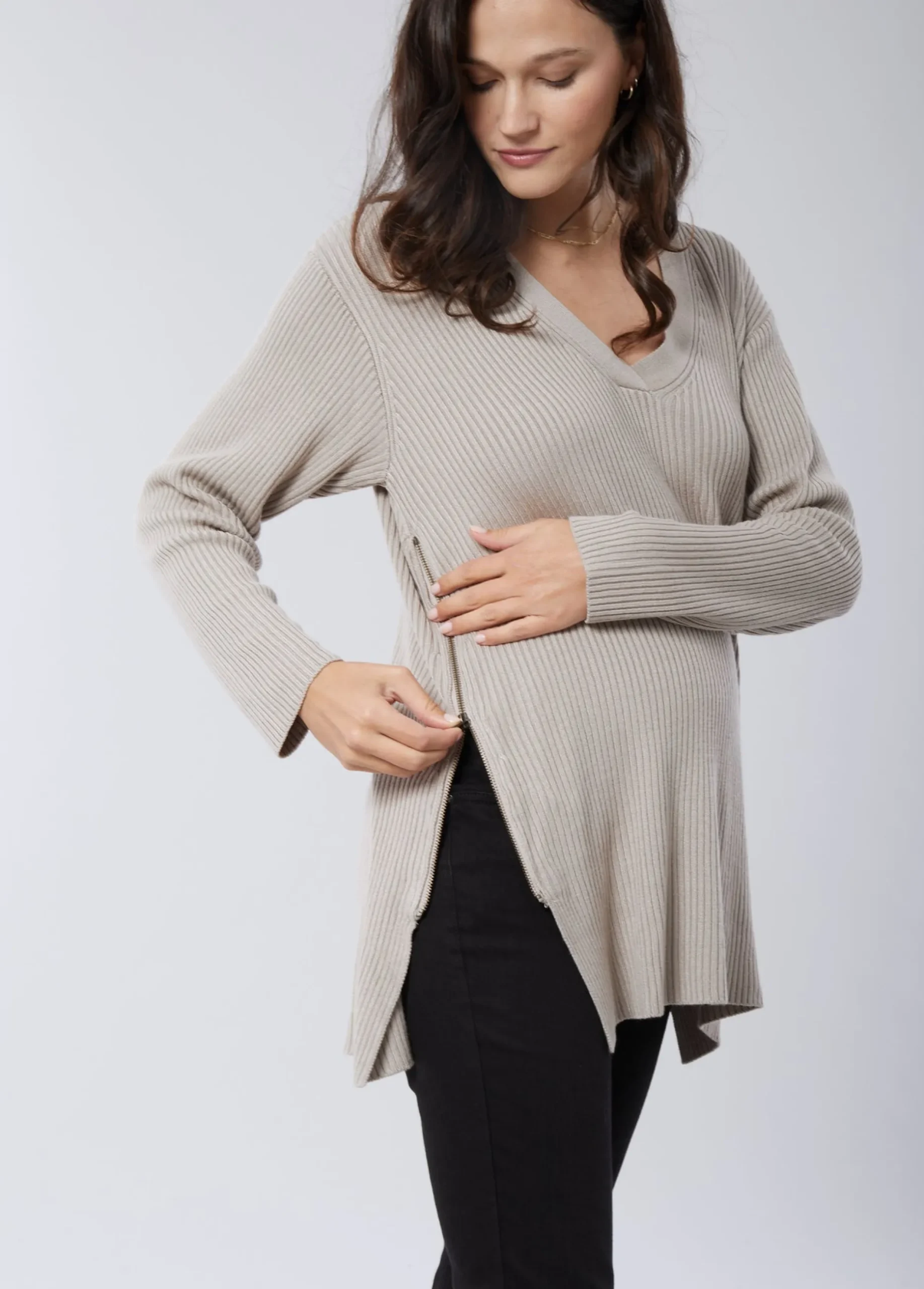 Side Zip Maternity + Nursing Sweater