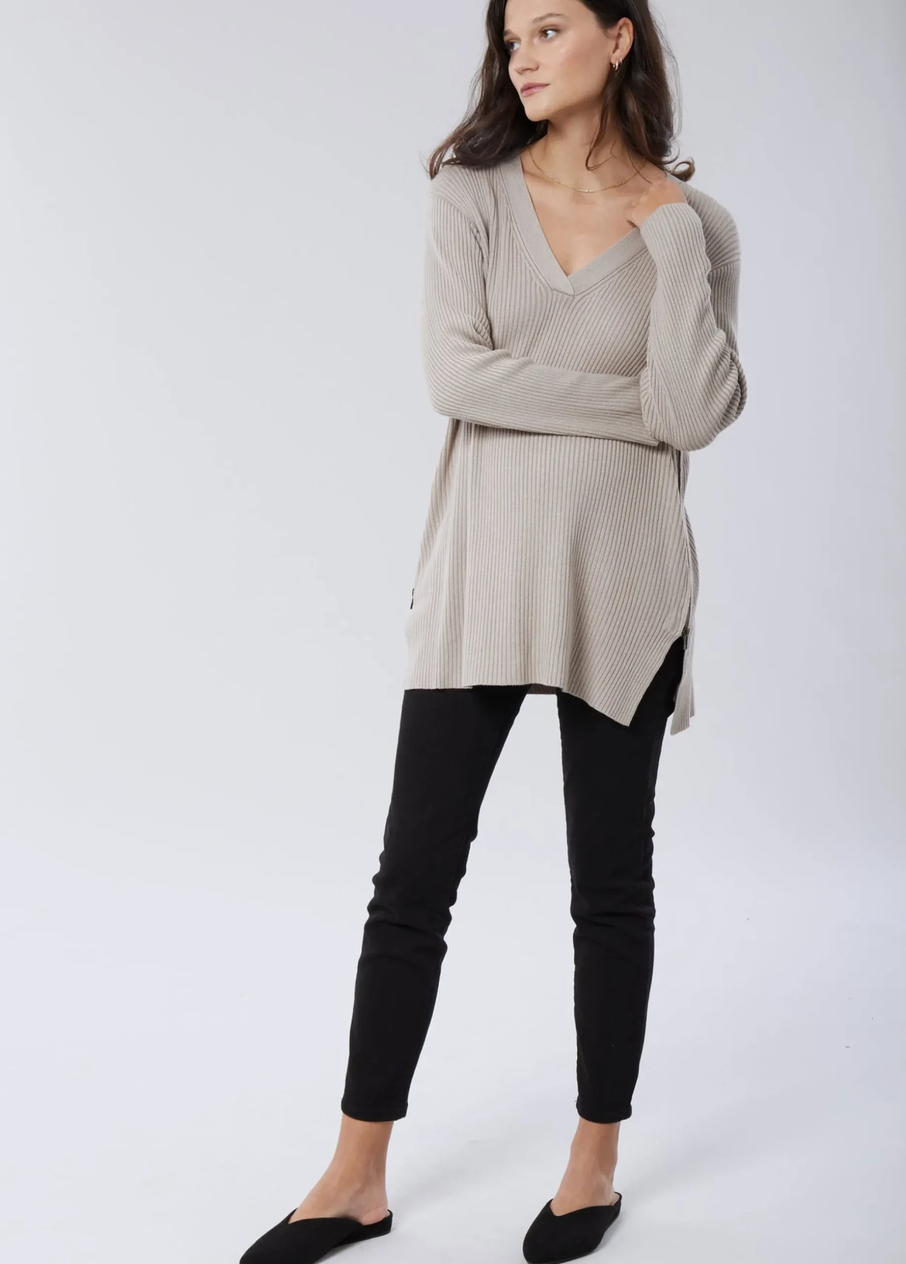 Side Zip Maternity + Nursing Sweater