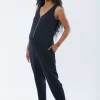 Sleeveless Zip Front Maternity Jumpsuit