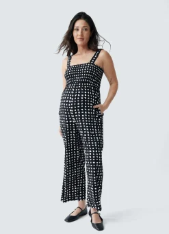 Smocked Bodice Maternity Jumpsuit