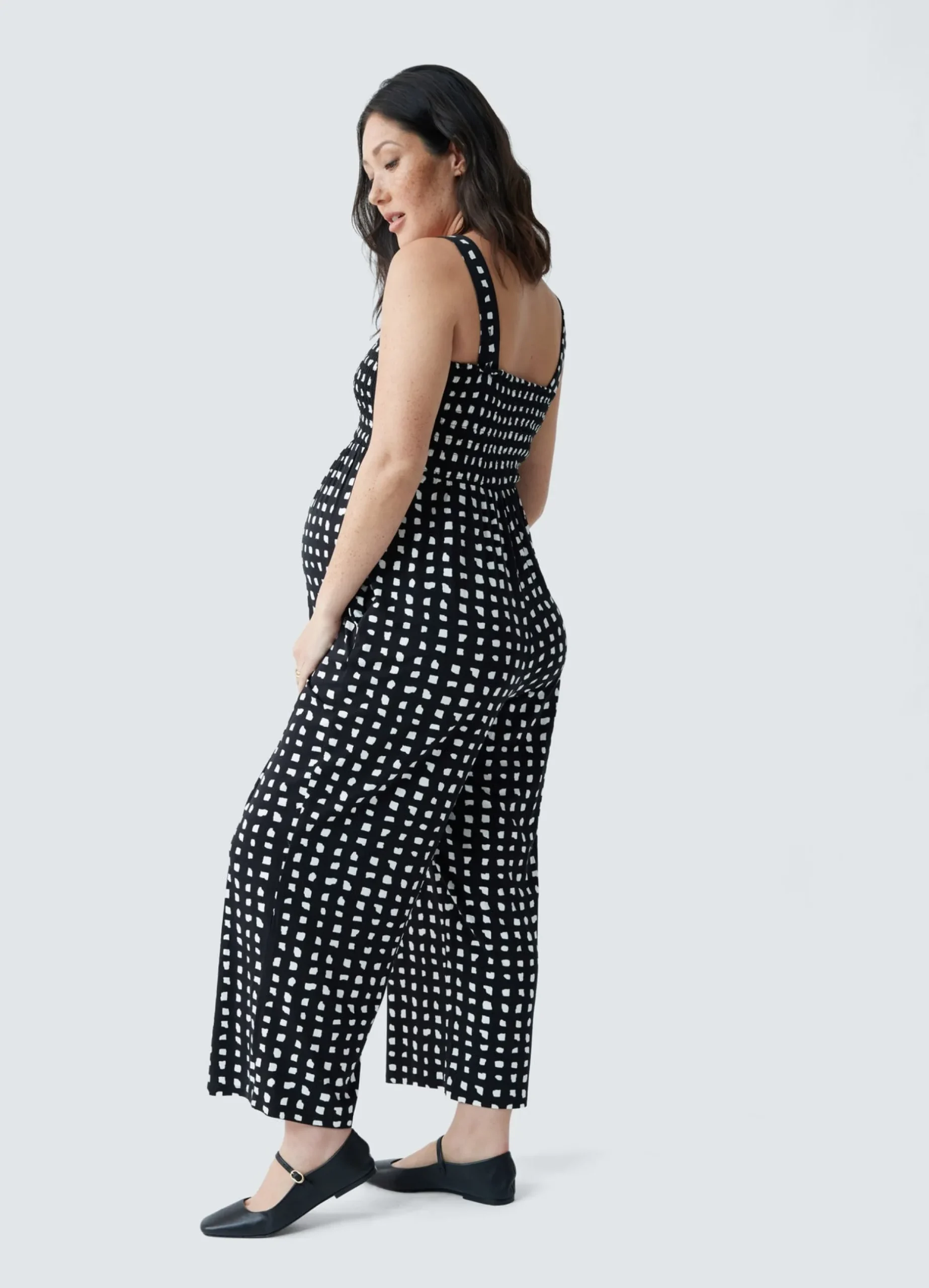 Smocked Bodice Maternity Jumpsuit