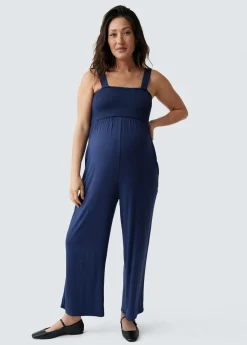 Smocked Bodice Maternity Jumpsuit