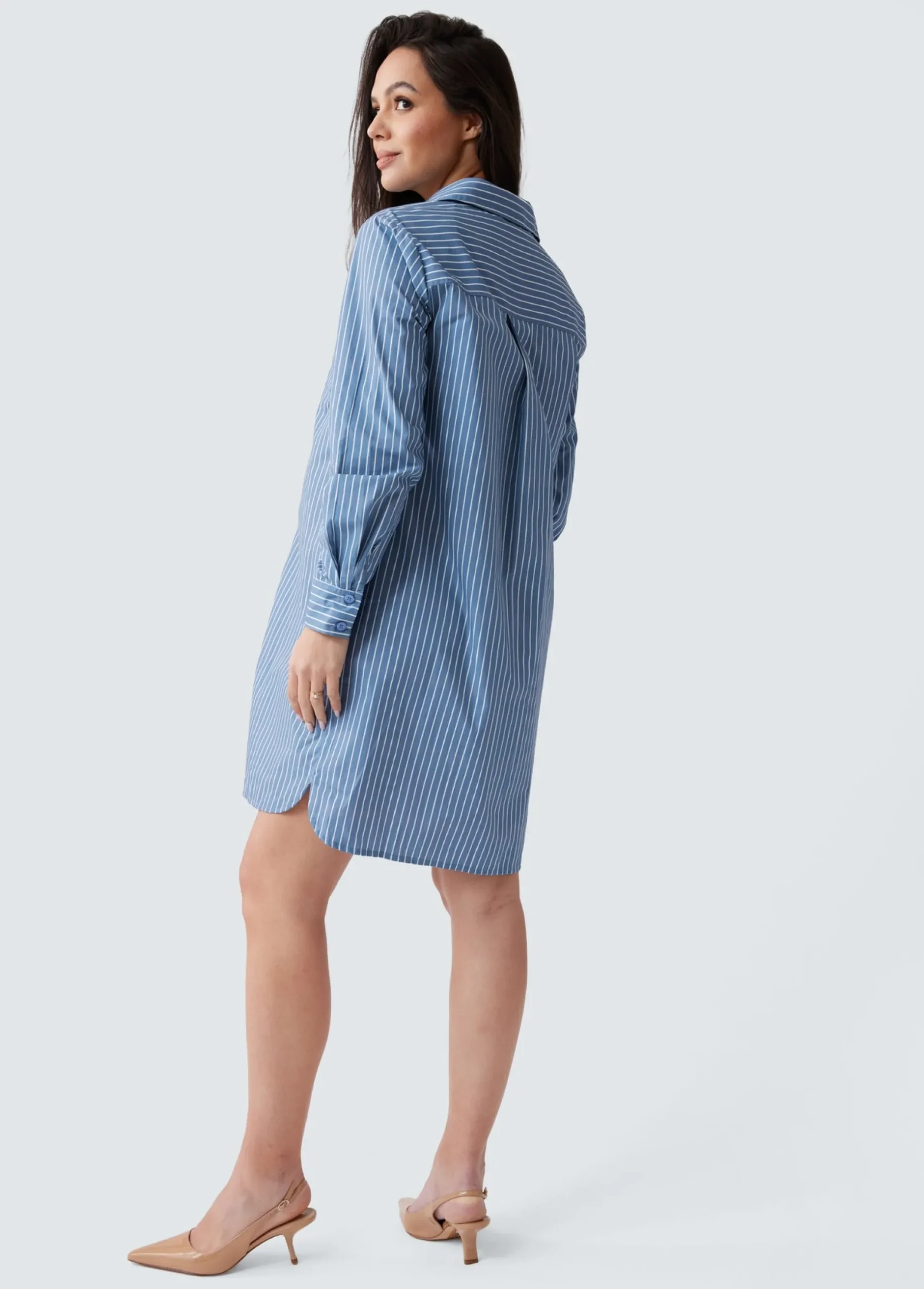 The Dad Maternity Poplin Shirt Dress