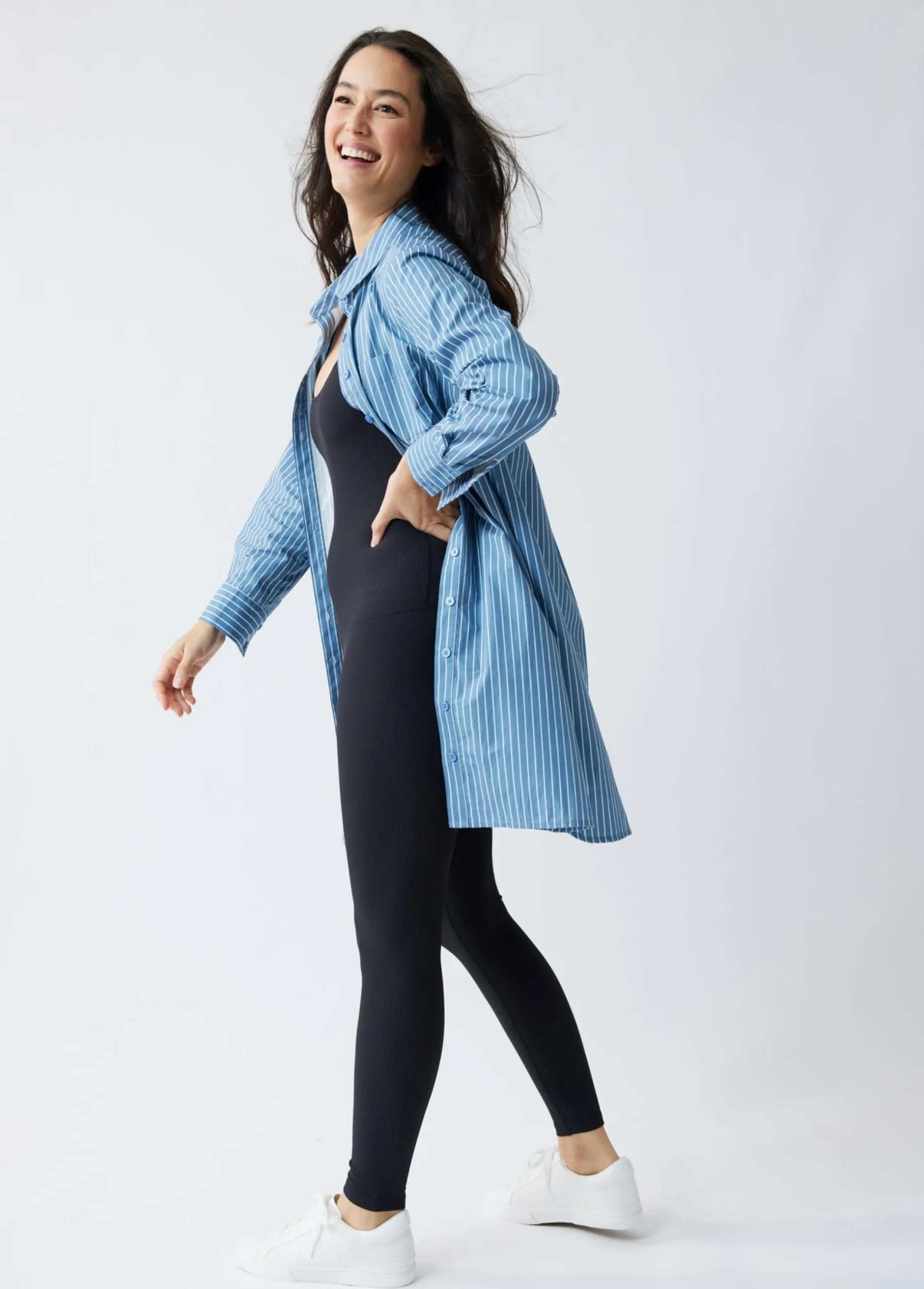 The Dad Maternity Poplin Shirt Dress