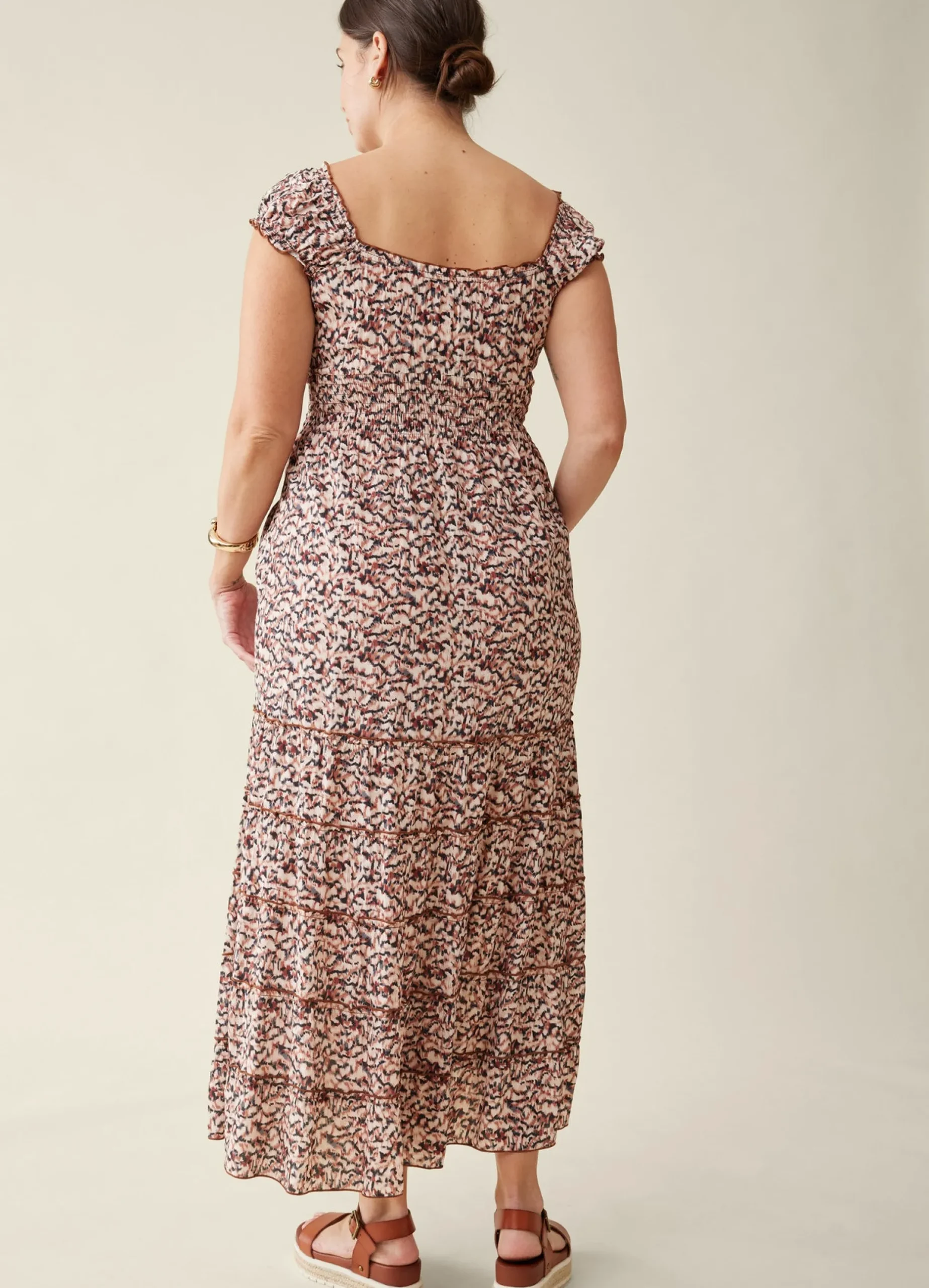The Daydream Maternity Midi Cap Sleeve Dress