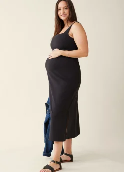 The Everyday Black Maternity Midi Dress