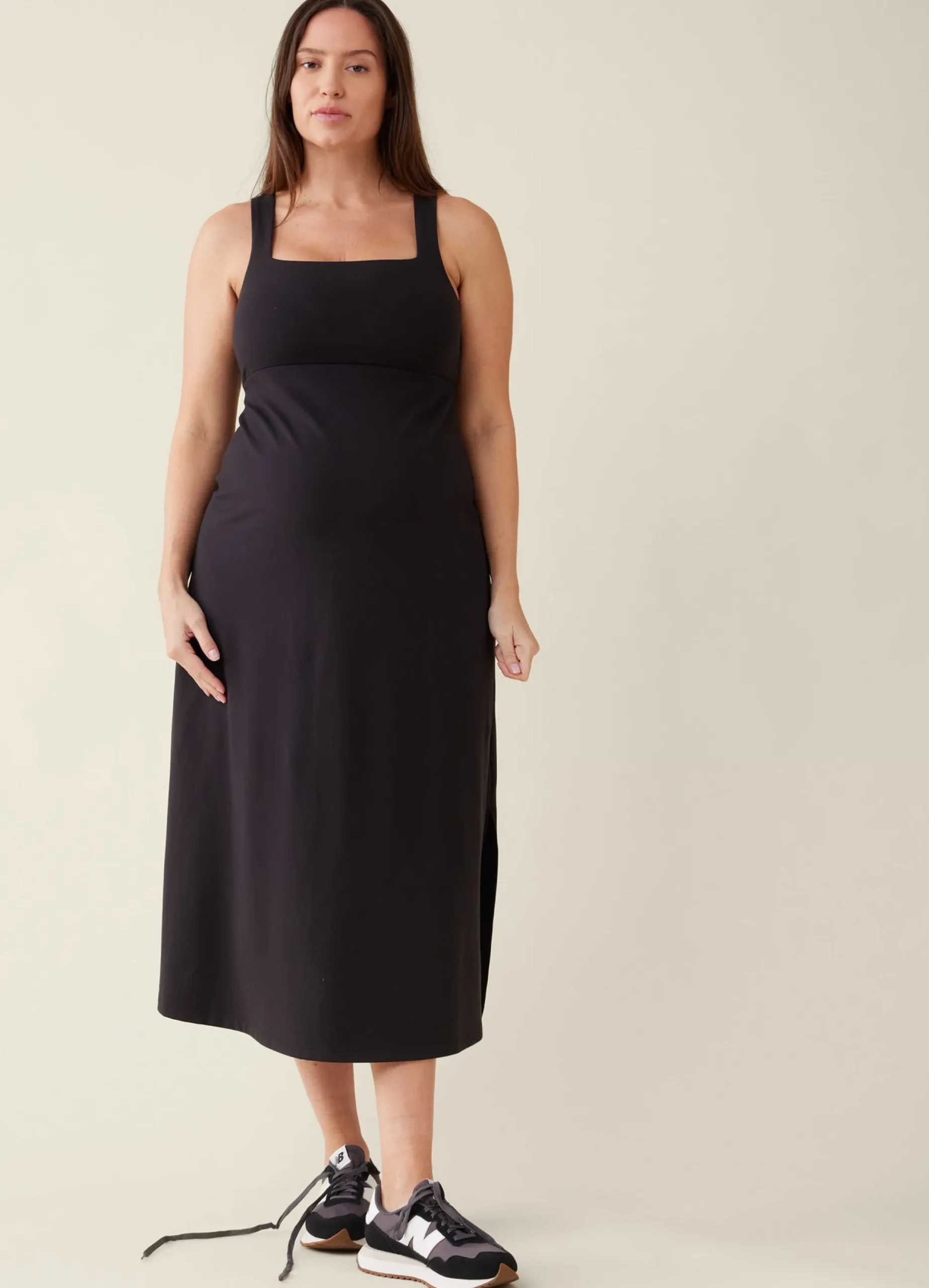 The Everyday Black Maternity Midi Dress