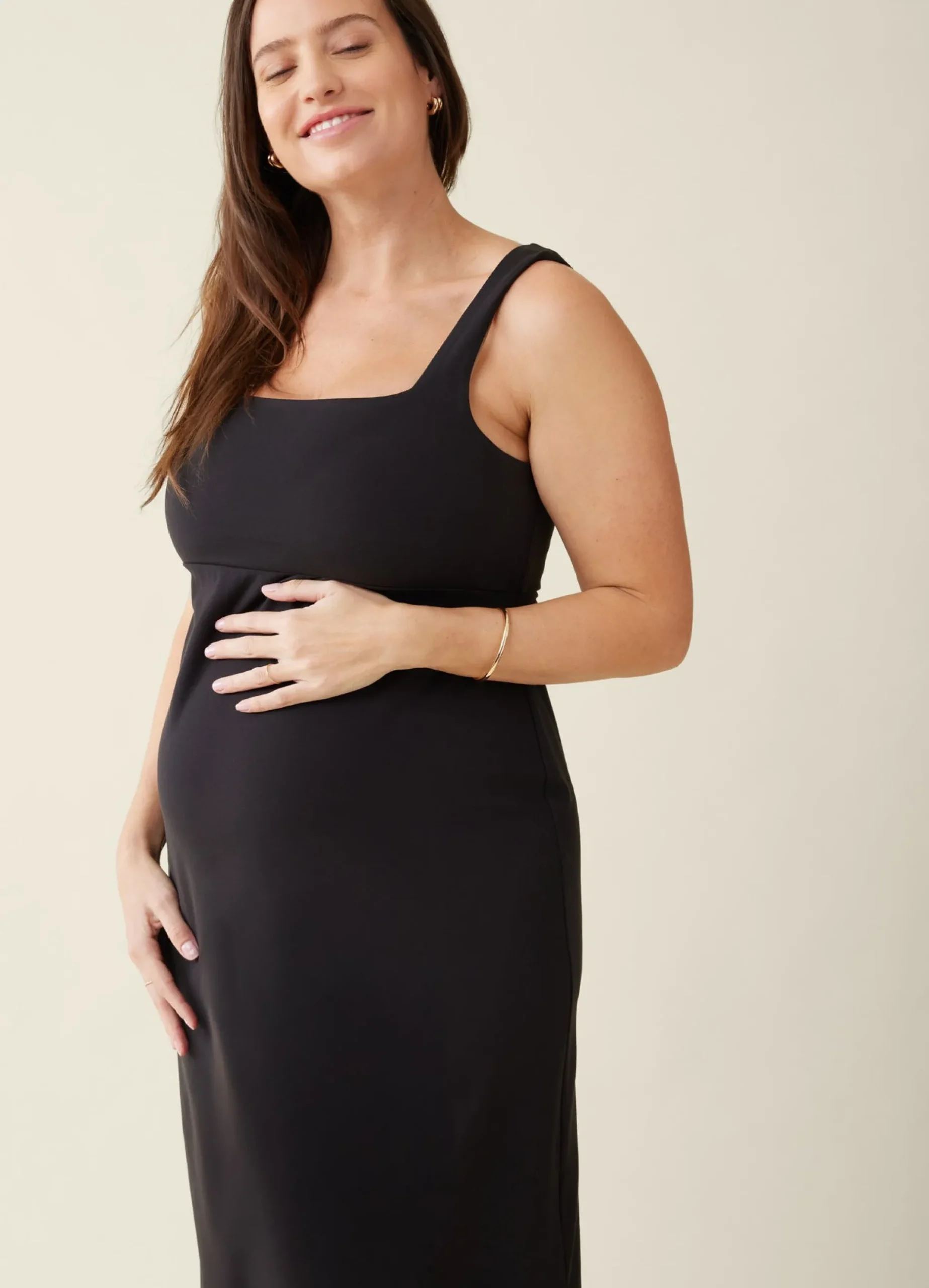 The Everyday Black Maternity Midi Dress