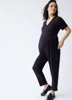 The EveryWear Short Sleeve Maternity + Nursing Jumpsuit