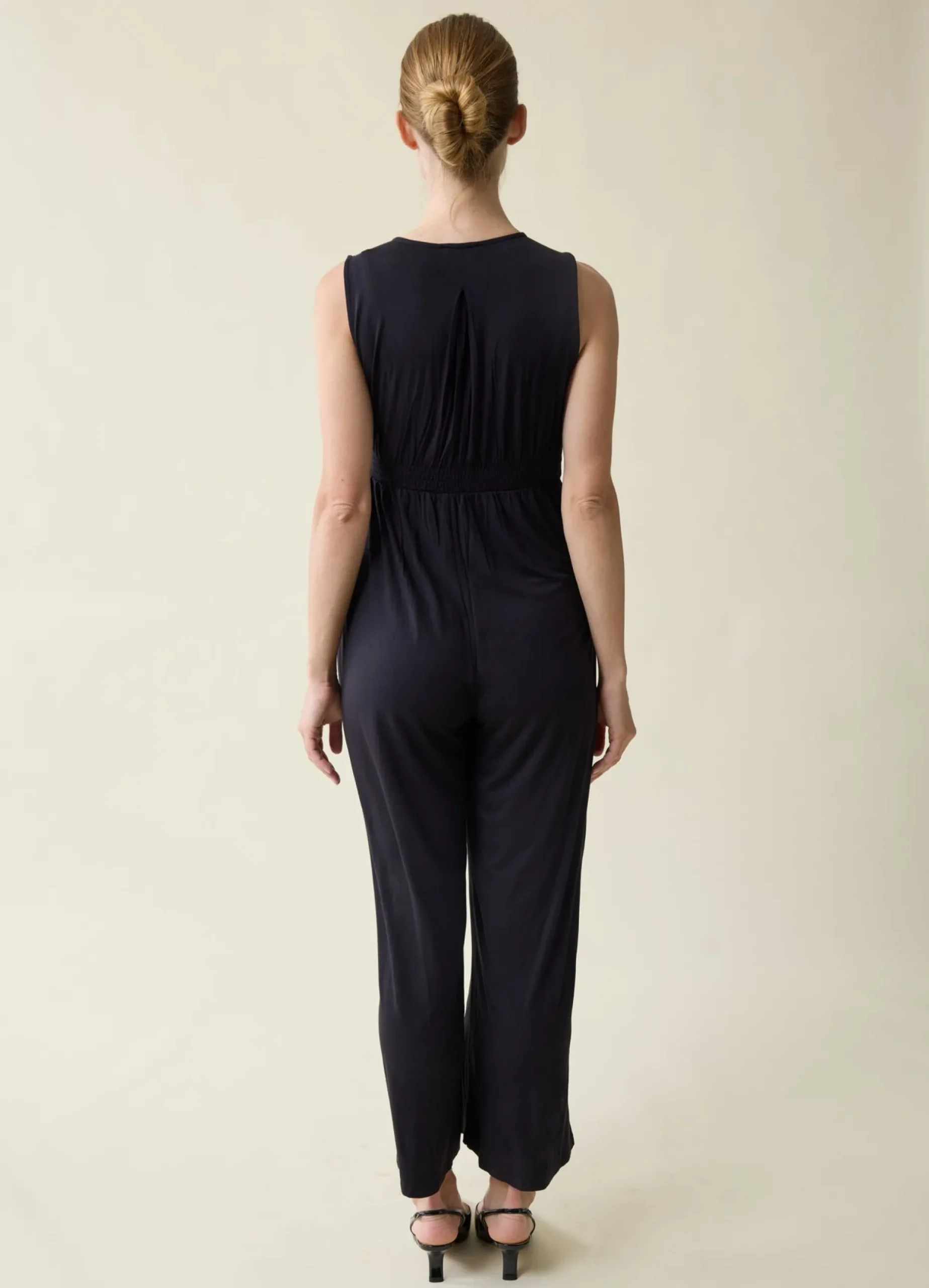 The EveryWear Sleeveless Maternity + Nursing Jumpsuit Black
