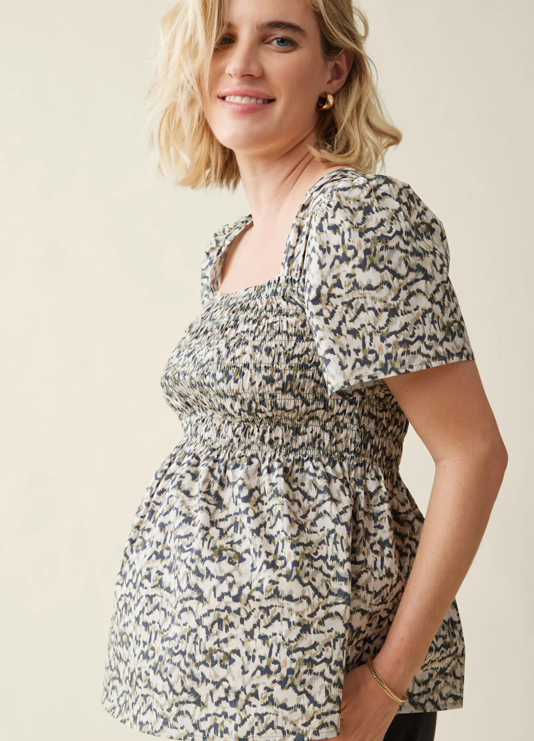The Gwen Maternity Smocked Woven Top