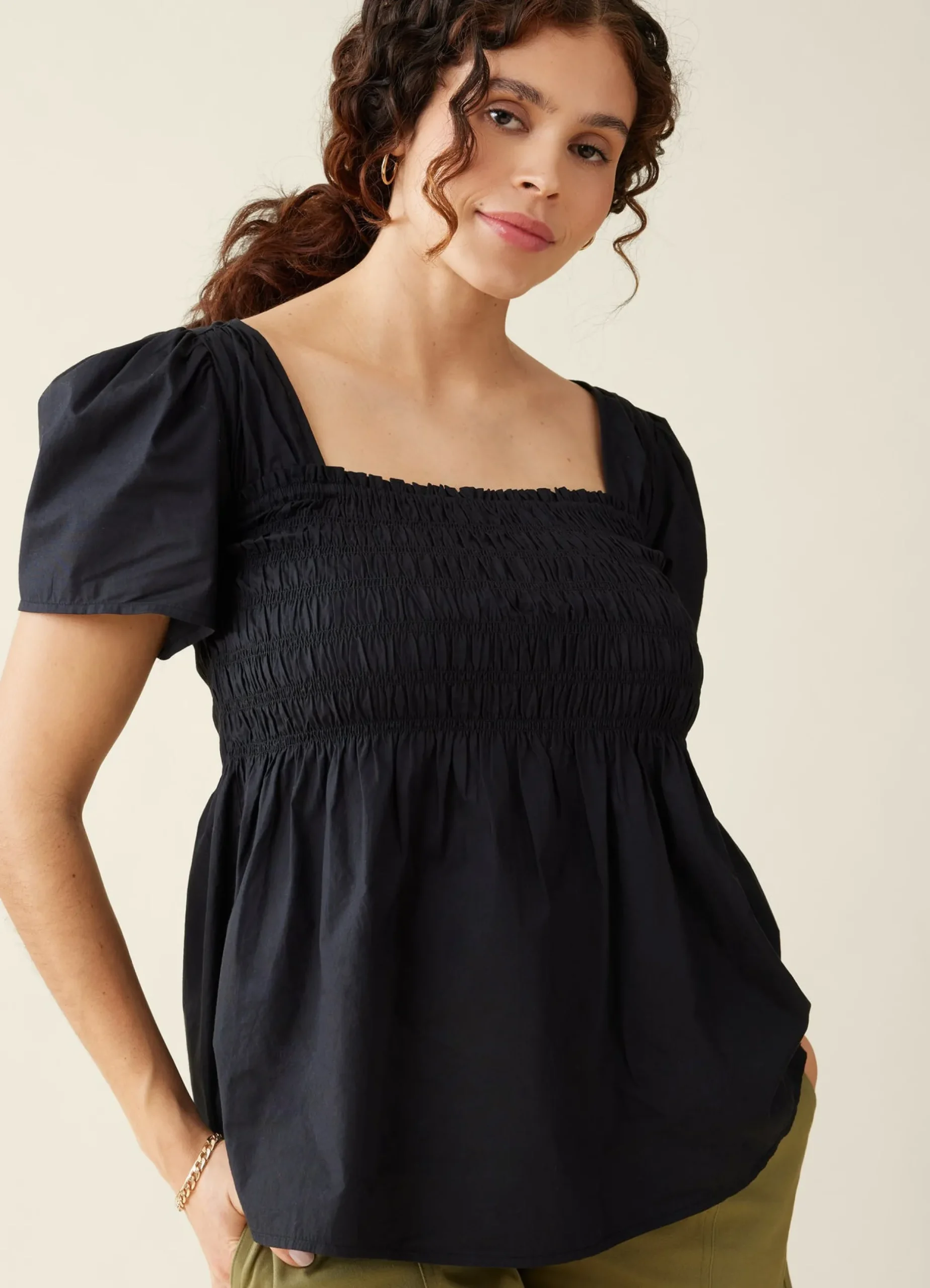 The Gwen Maternity Smocked Woven Top