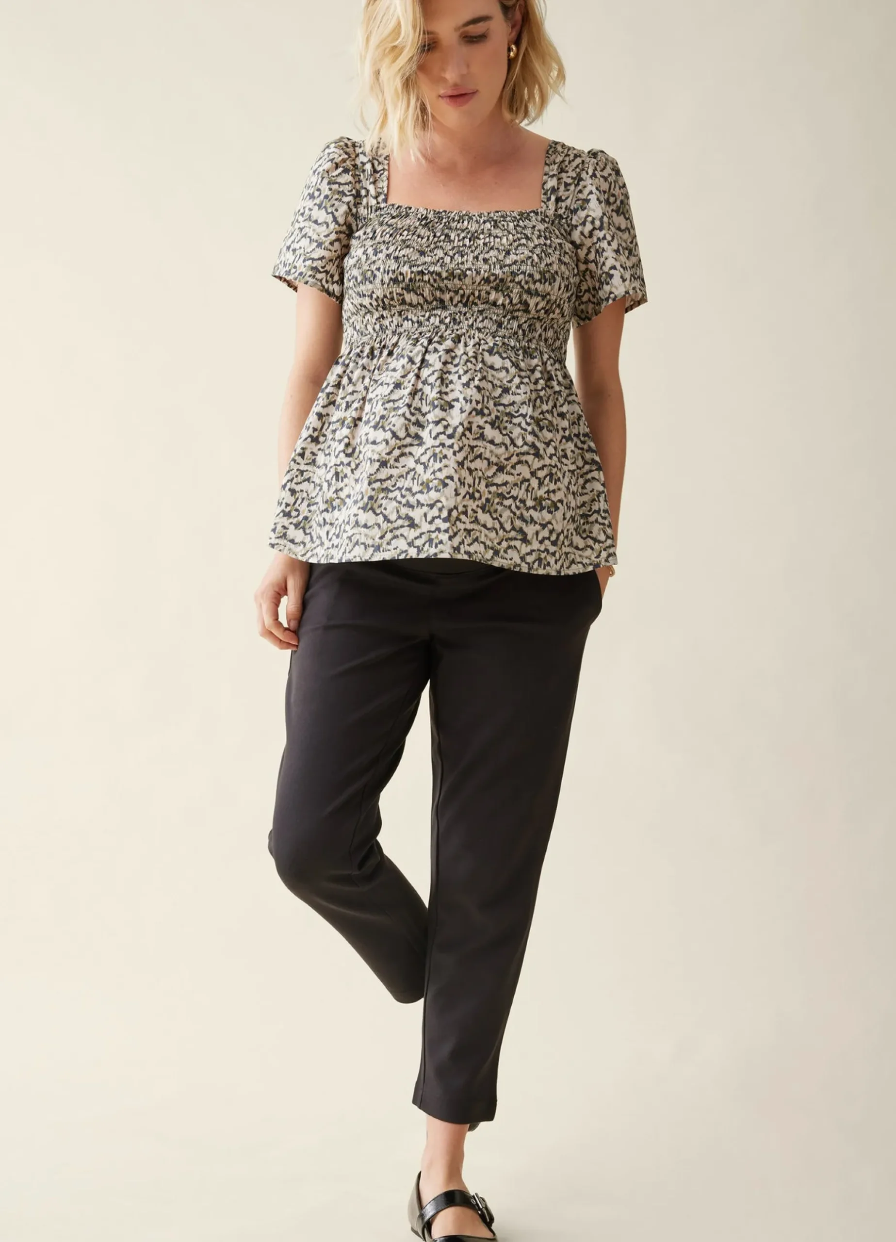 The Gwen Maternity Smocked Woven Top