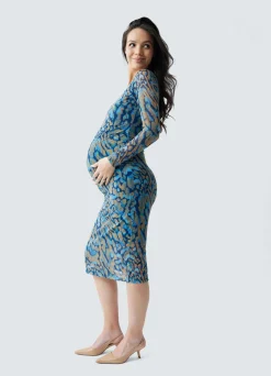 The Icon Mesh Maternity Midi Dress
