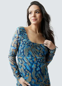 The Icon Mesh Maternity Midi Dress