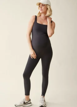 The Long Black Maternity Active Unitard Jumpsuit