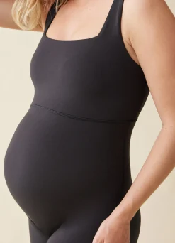 The Long Black Maternity Active Unitard Jumpsuit