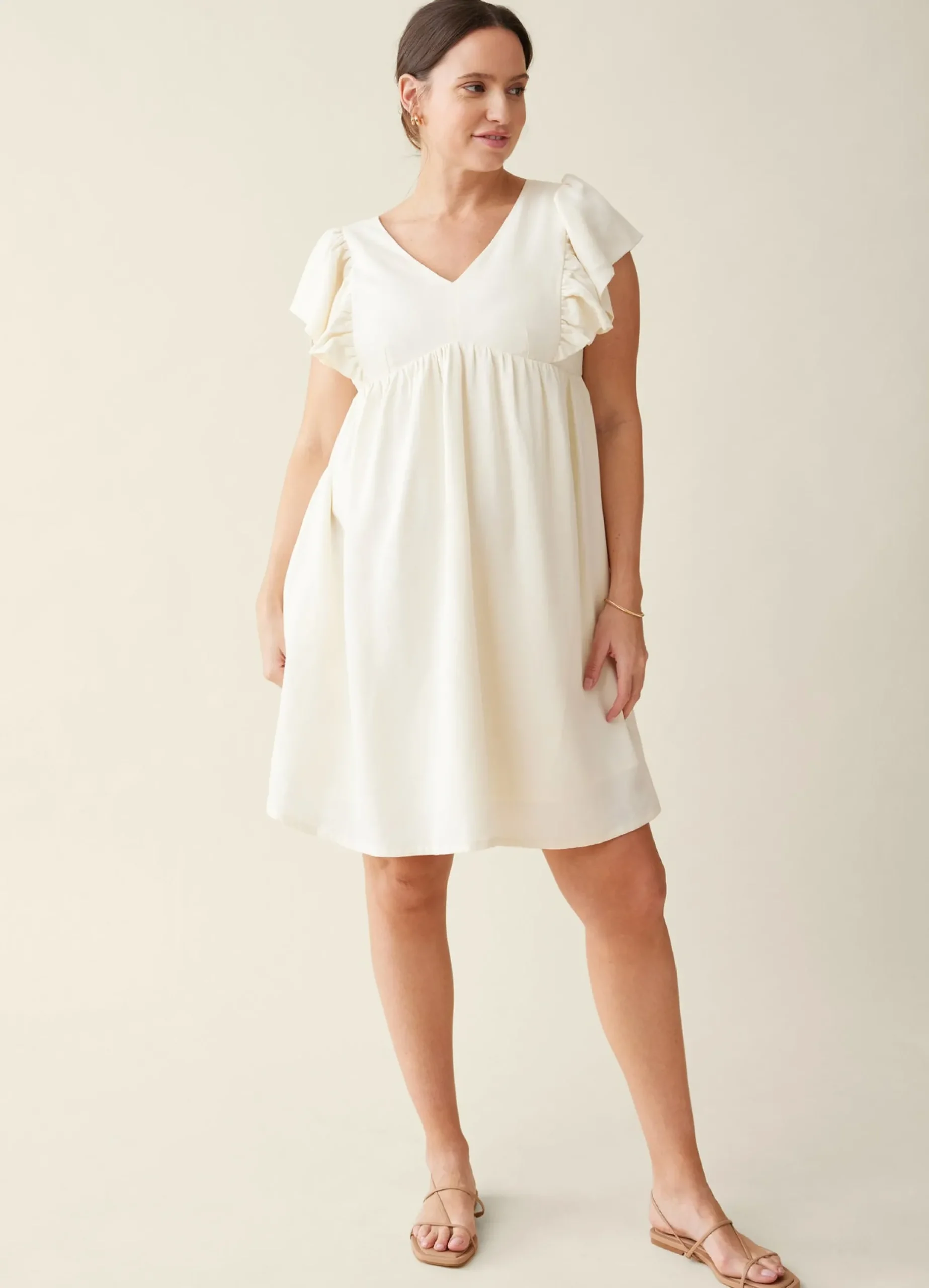 The Madeline Flutter Sleeve Maternity Dress
