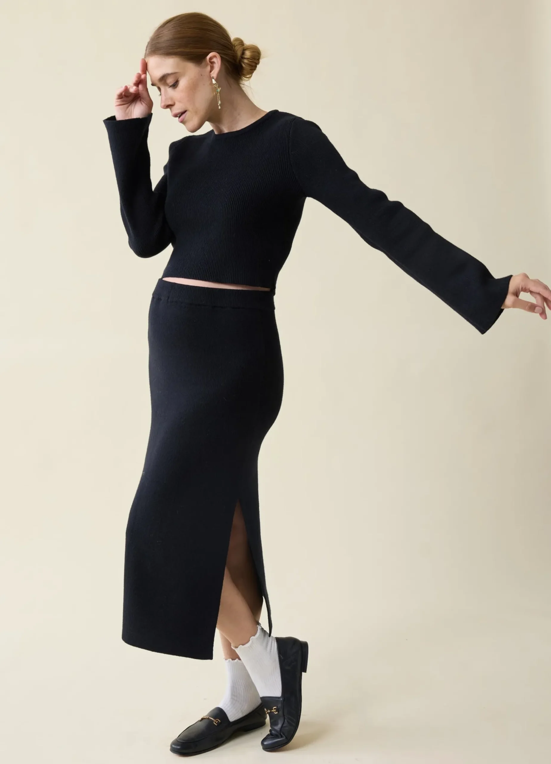 The Mix + Mingle Black Maternity Midi Skirt Set
