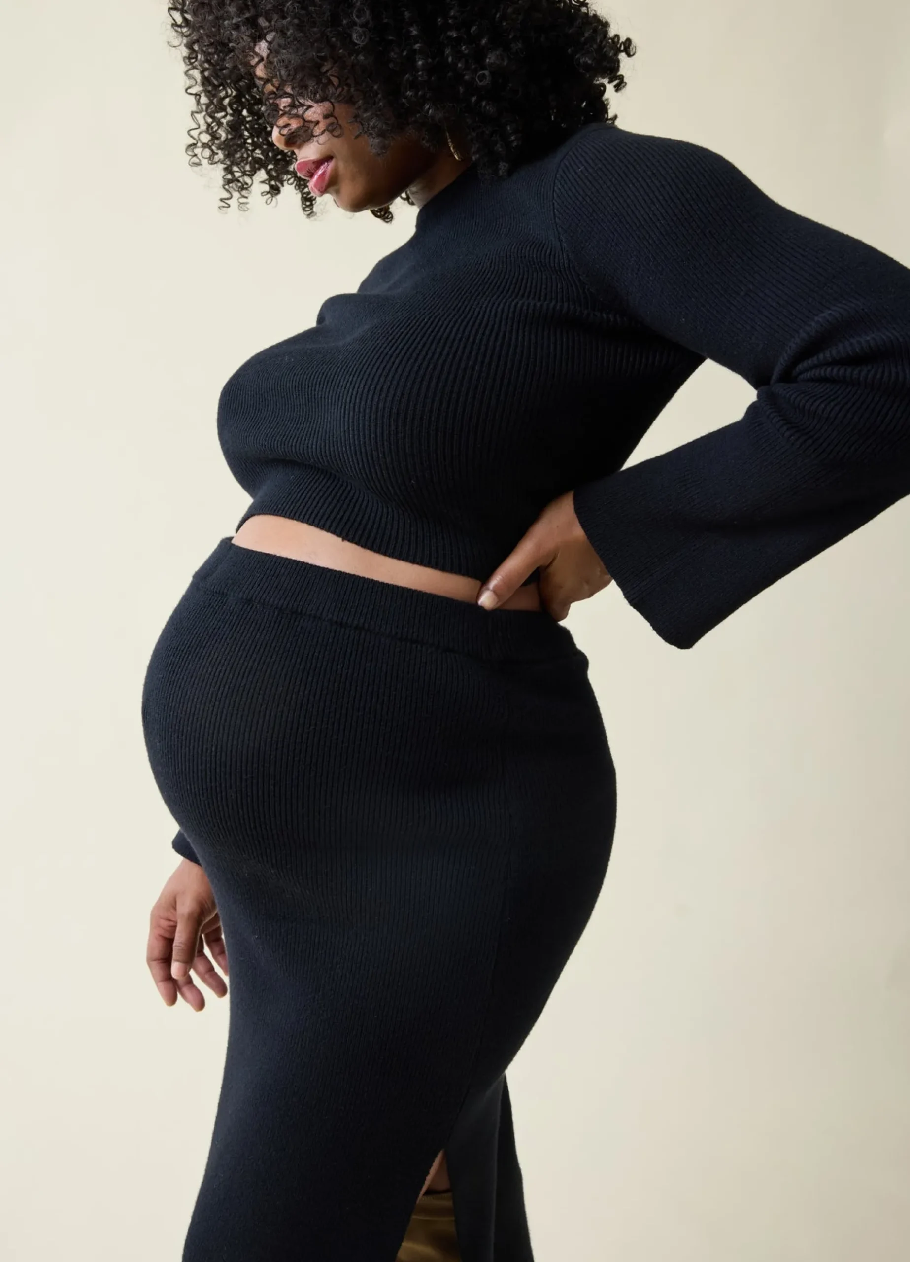 The Mix + Mingle Black Maternity Sweater Midi Skirt