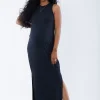 The One Black Maternity Midi Dress