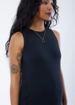 The One Black Maternity Midi Dress