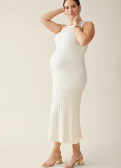 The Paris Maternity Ribbed Sweater Midi Dress