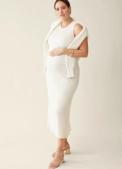 The Paris Maternity Ribbed Sweater Midi Dress