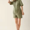 The Short Olive Maternity Utility Coverall