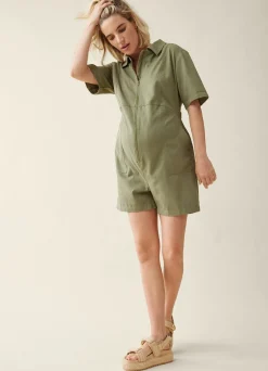 The Short Olive Maternity Utility Coverall
