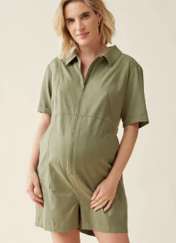The Short Olive Maternity Utility Coverall