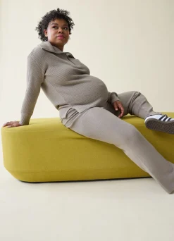 The Stay Cozy Maternity + Postpartum Sweater Pant Taupe