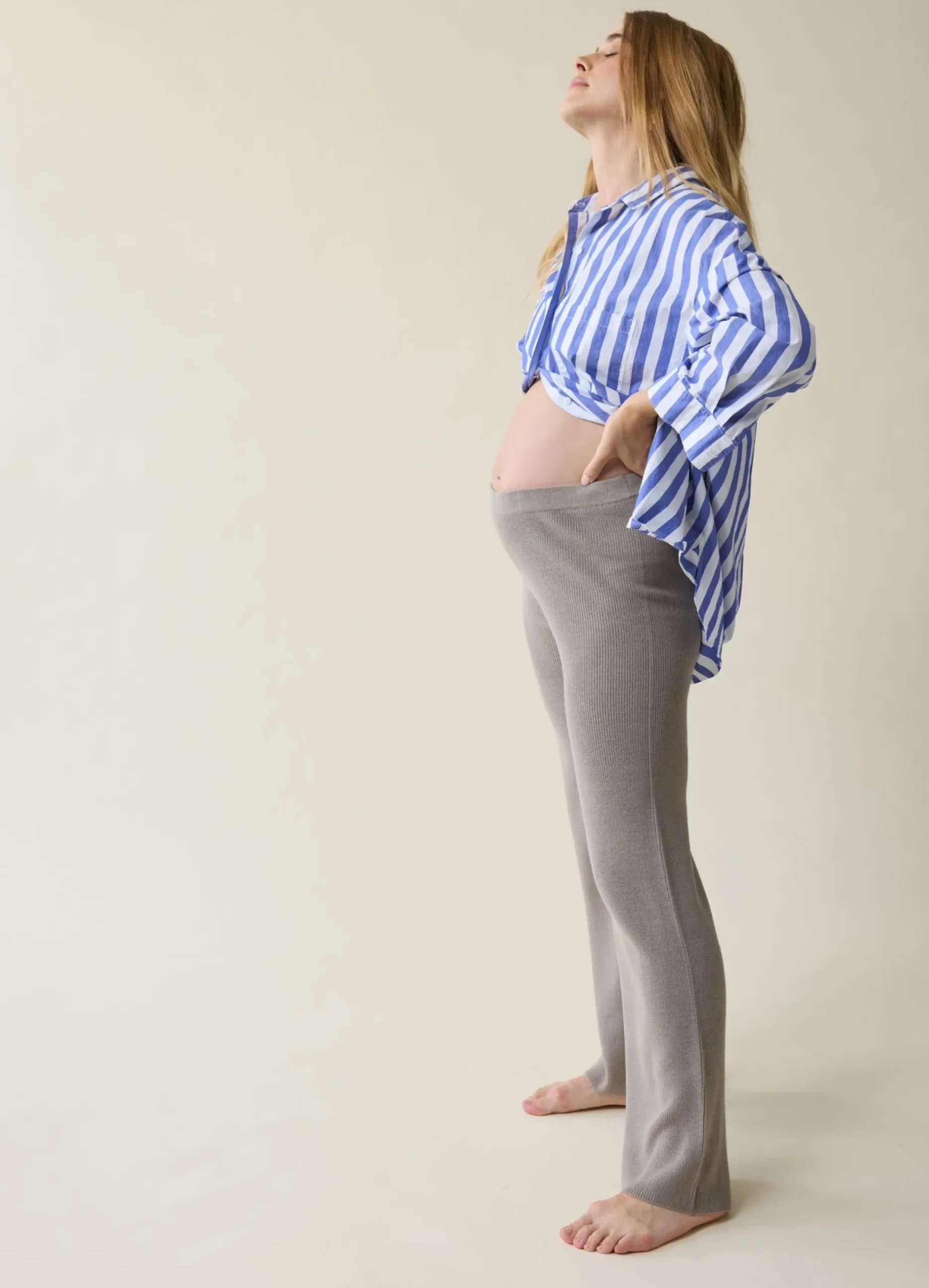 The Stay Cozy Maternity + Postpartum Sweater Pant Taupe