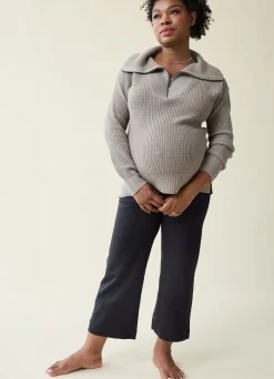 The Stay Cozy Quarter Zip Maternity Sweater