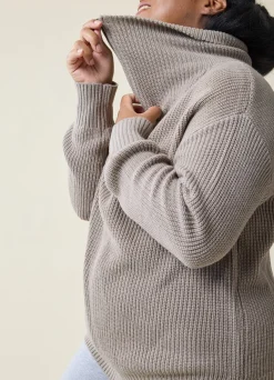 The Stay Cozy Quarter Zip Maternity Sweater
