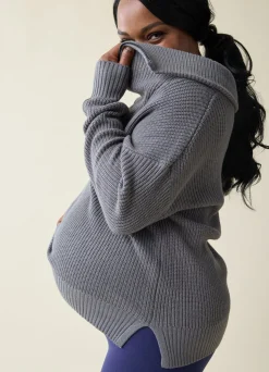 The Stay Cozy Quarter Zip Maternity Sweater
