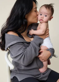 The Stay Cozy Quarter Zip Maternity Sweater