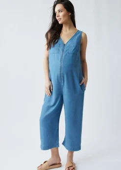 The Zip & Relax Maternity + Nursing Chambray Jumpsuit